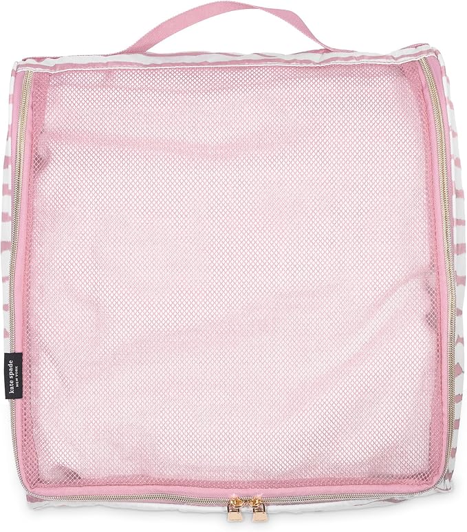kate spade new york Packing Cube Set of 3, Goddess Stripe | Pack of Luggage Organizers in 3 Sizes with Mesh Windows, Zipper Closures, and Carry Handles for Travel - Image 2