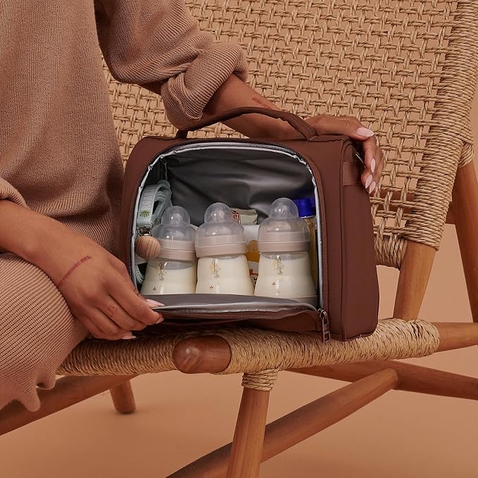 JuJuBe Insulated Bottle Bag, Breastmilk Cooler Fits 3 Baby Bottles, Storage Tote for Nursing Mom, Daycare & Travel, Lunch Bag w/Handle & Shoulder Strap (Espresso) - Image 6