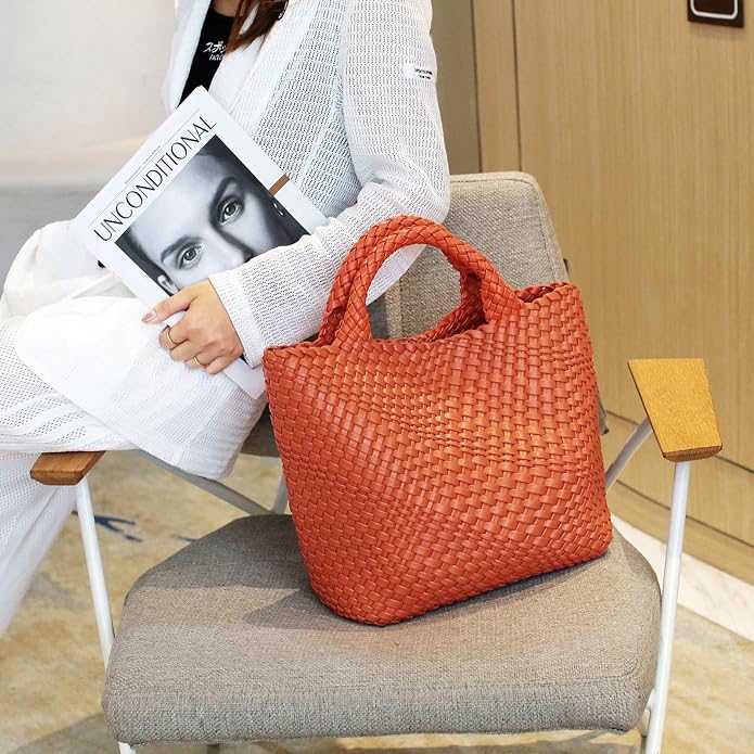 JINMANXUE Fashion Woven Bag Shopper Bag Travel Handbags and Purses Women Tote Bag Large Capacity Shoulder Bags - Image 2