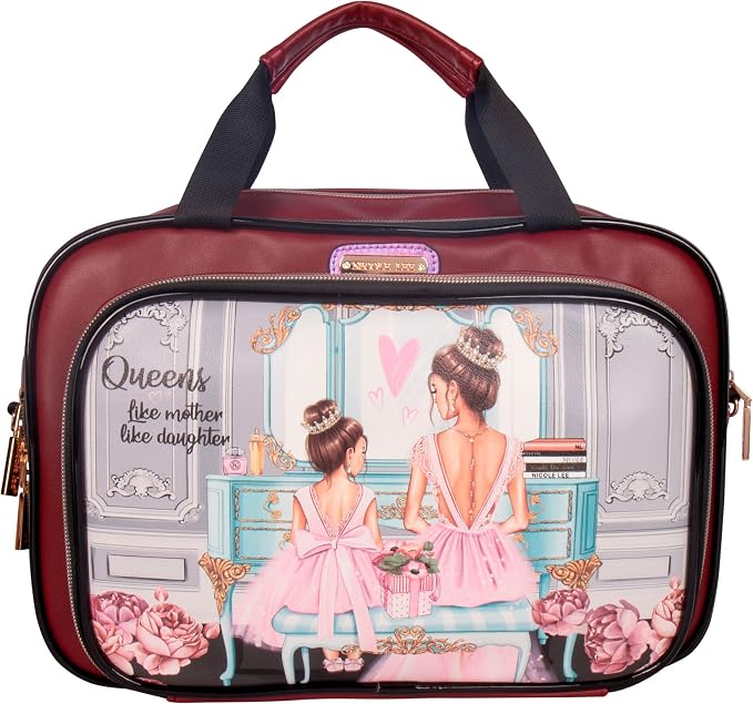 Nicole Lee Cosmetic Makeup Bag for Women - Multi Organization Toiletry Travel Bag with 5 Compartments (Double Queens) by NicoleLee