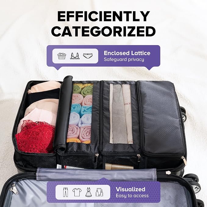 Suitcase Organizer, Travel Luggage Organizer Hanging Shelves Packing Cube Closet/Collapsible Portable Travel Organizer for Carry-on - Image 3