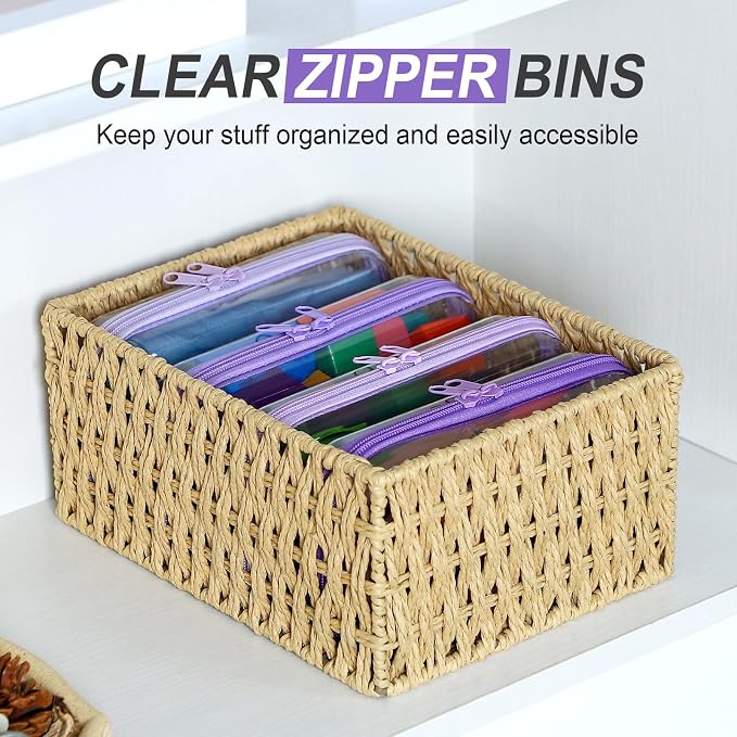 Hoolerry 4 Pcs Hard Clear Zipper Case Makeup Bags Plastic Zipper Pouch Transparent Storage Box Containers for Cosmetics, Snacks, Building Blocks, Puzzles(Clear,7.5 x 3.9 x 2 in,Purple) - Image 6