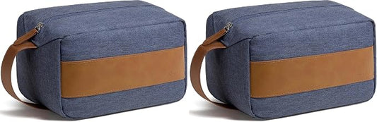 Vorspack Toiletry Bag for Men - Water Resistant Travel Bag for Toiletries, Lightweight Hygiene Bag for Bathroom, Travel Essentials, Gifts - Blue (Pack of 2) by Vorspack