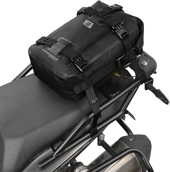 Rhinowalk Motorcycle Tail Bag, Travel Luggage Bags, Waterproof Rear Carrier, Motorcycle Rear Seat Bag Backpack, Rear Rack Trunk - Black 8L - Image 2