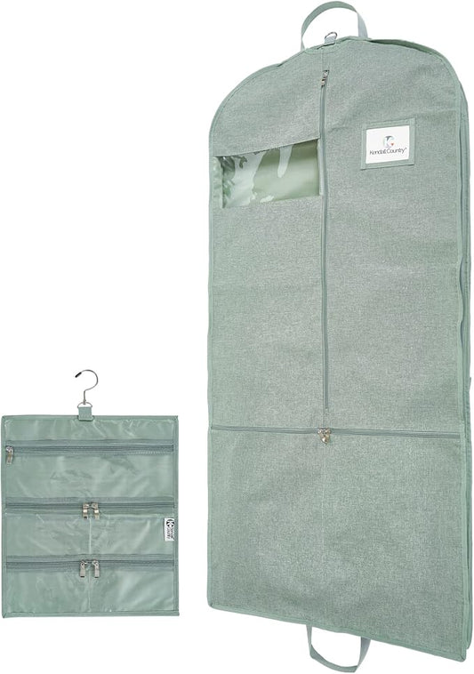 Premium Waterproof Hanging Garment Bag - 52 inch Clothes Bag with Gusset, 4 Pockets, Accessory Pouch & Side Zip for Dance Costumes, Skating, Theatre, Beauty Pageants, Cheer & More. by KendallCountry