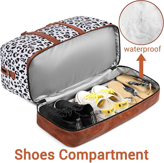 Weekender Bag for Women, Large Overnight Bag Canvas Travel Duffel Bag Carry On Tote with Shoe Compartment 21" 3Pcs Set - Image 2