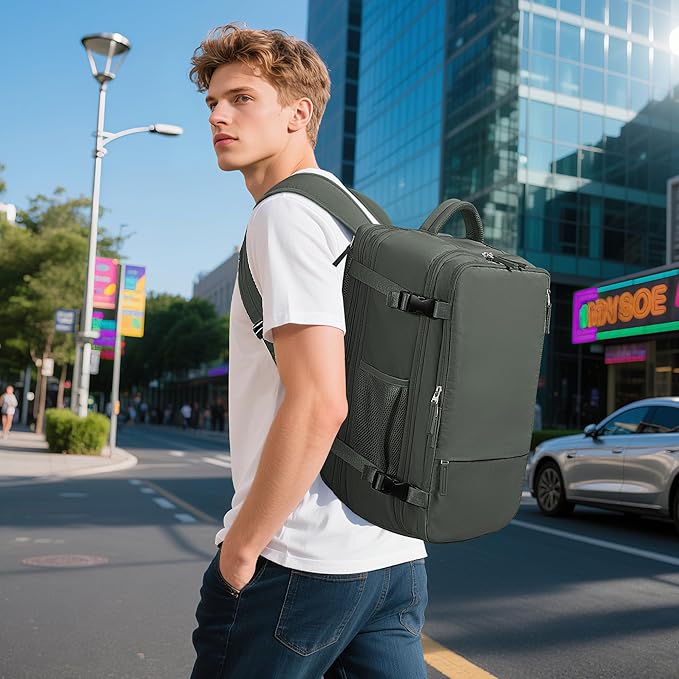 Sinaliy Large Expandable Travel Backpack for Men and Women, 17 Inch Laptop, Waterproof, Casual, College Bookbag, Backpack for Women, as Person Item Flight Approved | Waterproof Large Expandable College Bookbag, as Person Item Flight Approved with Anti ... - Image 2