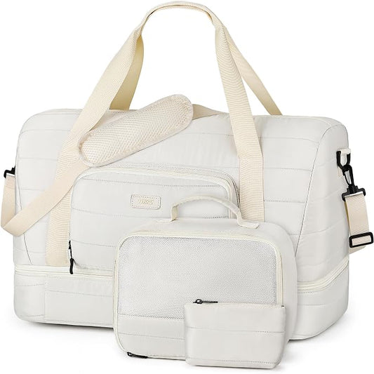 Travel Weekender Bag for Women, 21" Overnight Bag with Shoe Compartment 50L Large Travel Duffel Bag Carry On Tote for Weekend, Overnight, Business Trips, Water Resistant by TIBES