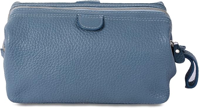 KomalC Premium Buffalo Leather Toiletry Bag for Men & Women With Water resistant Lining, Grooming Travel Pouch, Unisex Wash Bag for Toiletries, Gifts for Men and Women - Image 5