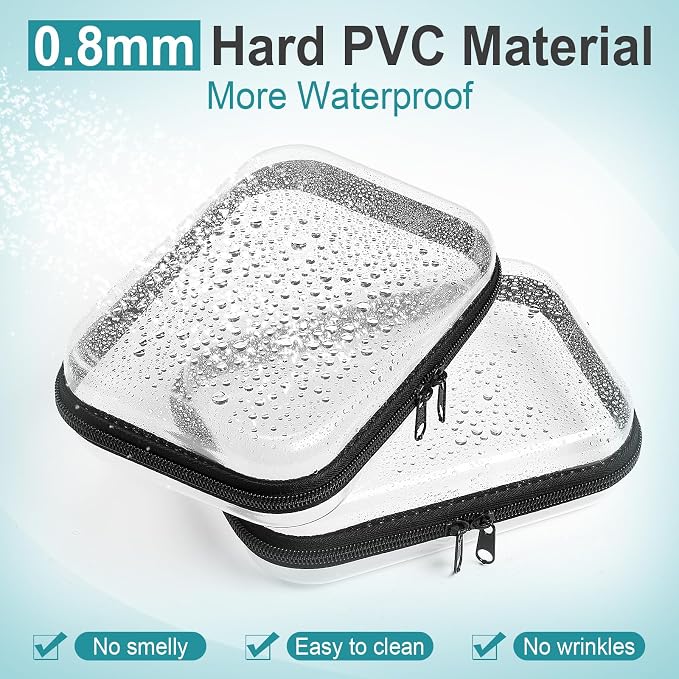 Sanwuta 6 Pcs Clear Hard Zipper Case Plastic Zipper Pouches Transparent Makeup Bag Pencil Case Pouches Toiletry Diaper Bag for Travel Toy Storage Organizer Bins (Black,7.09 x 5.12 x 2 Inch) - Image 4
