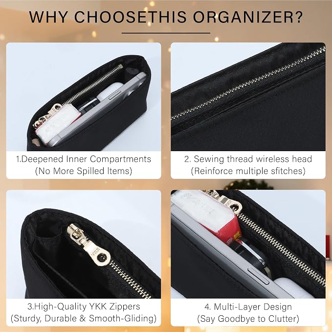Soft Nylon Purse Organizer Insert for Longchamp Le Pliage Mini Handbag, Lightweight Luxury Long Champ Mini Handbag Storage Divider with 5 Upgraded Deepened Compartments,XS/Black - Image 5