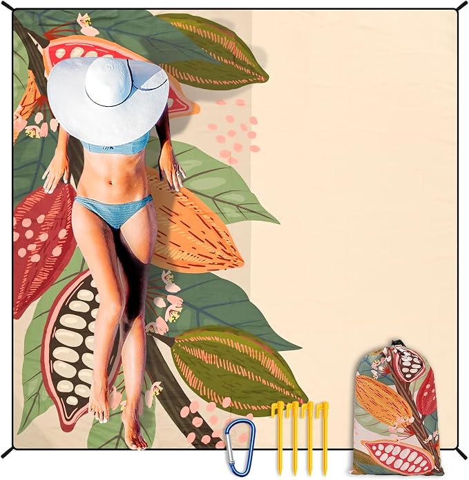 HIHOHO Beach Blanket Waterproof Sandproof Extra Large Beach Mat 79" X 83"/120"x108"for 1-8 Adults Quick Drying Durable Outdoor Picnic Mat for Beach Travel Camping Hiking by HIHOHO