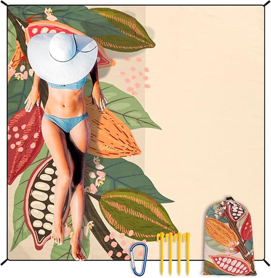 HIHOHO Beach Blanket Waterproof Sandproof Extra Large Beach Mat 79" X 83"/120"x108"for 1-8 Adults Quick Drying Durable Outdoor Picnic Mat for Beach Travel Camping Hiking by HIHOHO