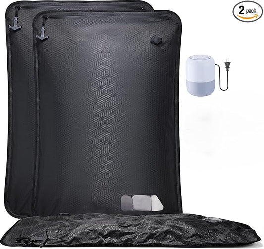 Relime Essential Vacuum Bags for Travel Luggage, Reusable Compression Bags for Checked Suitcases, Vacuum Seal Spacesaver for Cloth Packin(2Large+Pump) by Relime
