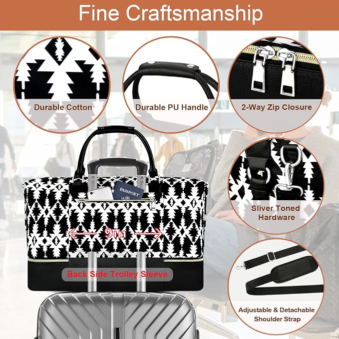 ITIEZY Weekender Overnight Bag for Women - Large Travel Duffel Bag with Shoe Compartment, Gym Duffel Bag Hospital Bag Carry On Tote Bags for Airplanes with Crossbody Bag Toiletry Bag 3Pcs Set - Image 5
