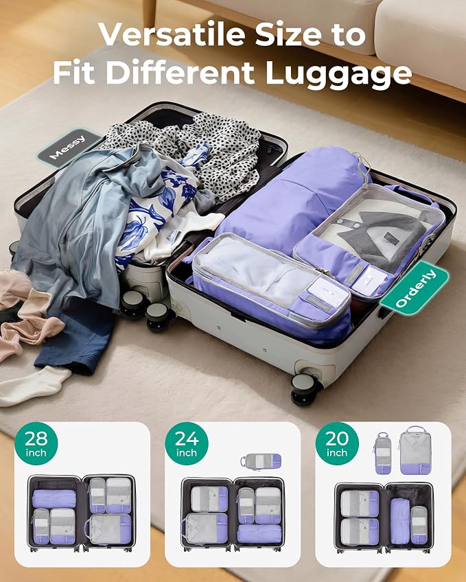 BAGSMART 6 Set /4 Set/2 Set Compression Packing Cubes for Travel, Lightweight Luggage Organizer Bags, Durable Space Saver Bags Travel Essentials - Image 2