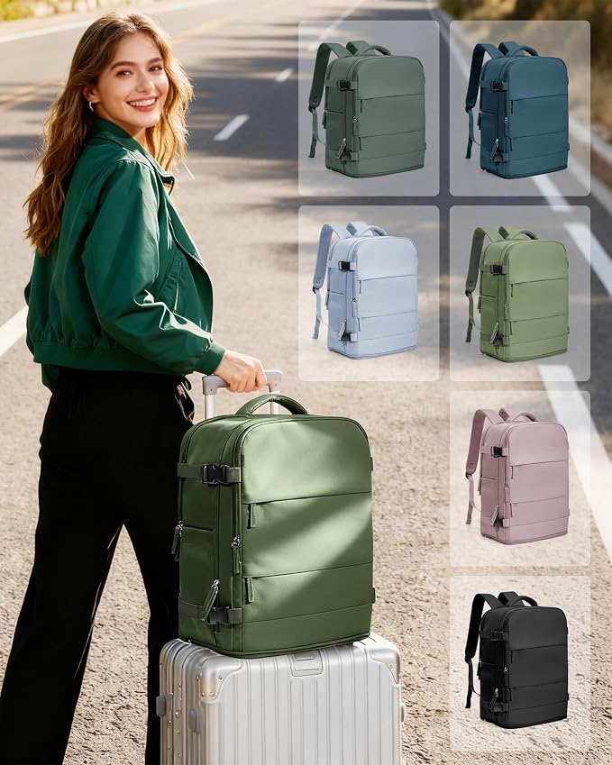 coowoz Travel Backpack Carry On for Women Man Gym Backpack with Laptop Compartment Mochila de Viaje Teacher Personal Item Backpacks Rucksack Airplane Accessories Must Haves,Gray Green Small - Image 8
