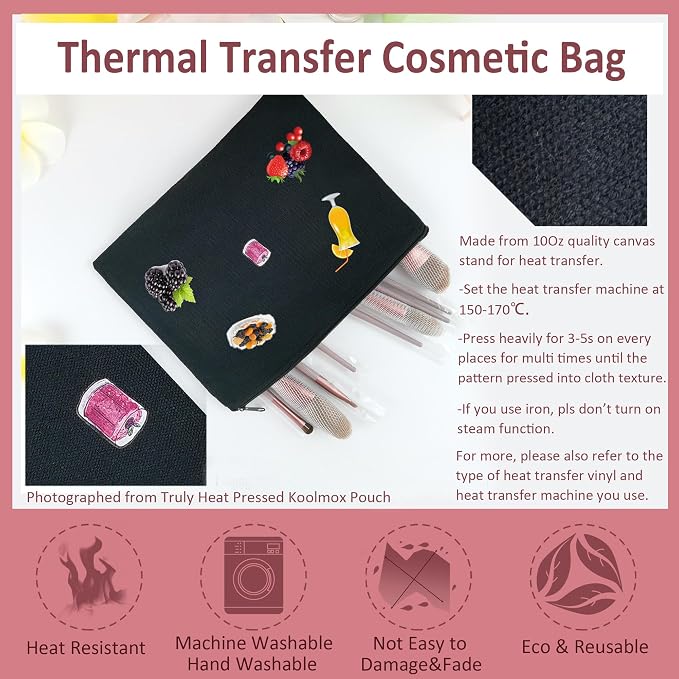 Koolmox 30 Makeup Bags in Bulk, 9x7 Large Plain Black Canvas Pouch with Zipper, Cotton Cosmetic Bags Wholesale for Painting, Heat Transfer Printing, Crafting, DIY Drawing Decoration, Pen Case - Image 4