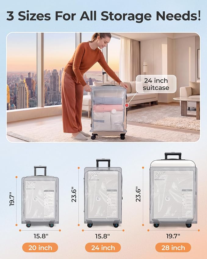 BAGSMART Vacuum Seal Storage Bags for Clothing Travel, 12 Pack Travel Essentials Bundle includes Laundry Bag & Waterproof Shoe Bag & TSA Approved Toiletry Bag, Hand Pump Included - Image 3
