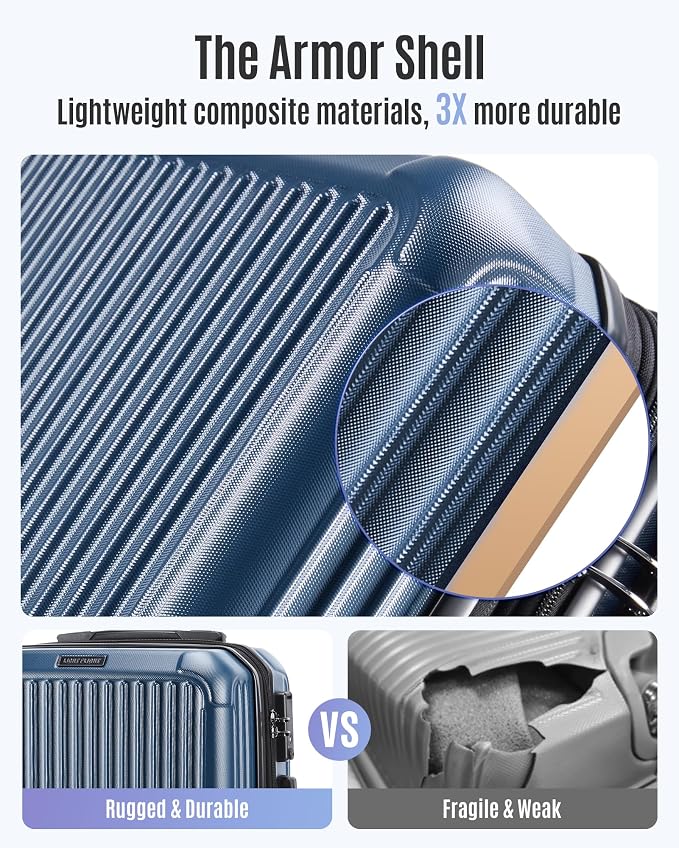 LIGHT FLIGHT Carry On Luggage 22x14x9 Airline Approved, Royal Blue | Airline Approved, Hard Shell with Wheels, Expandable Hardside, Lightweight, TSA Lock - Image 4
