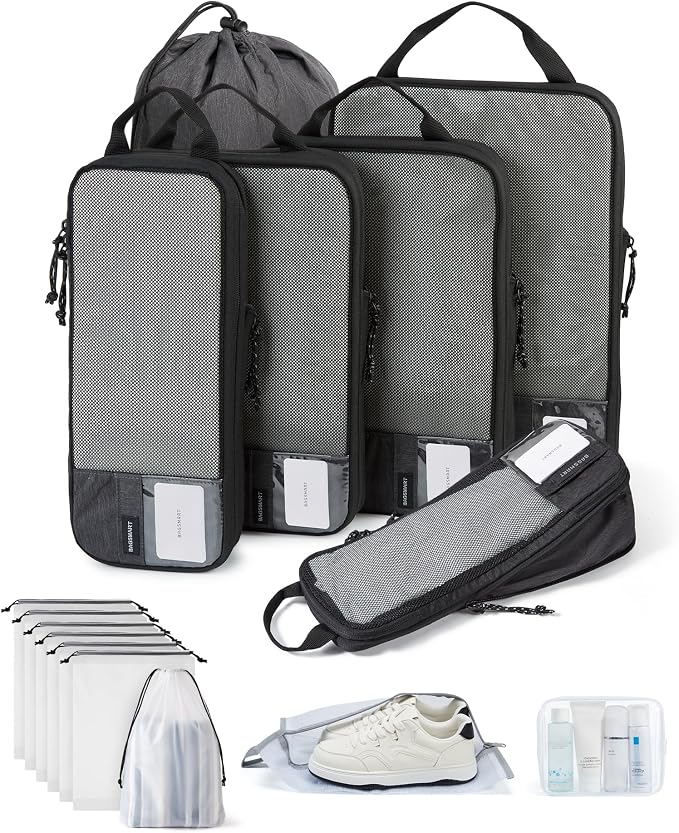 BAGSMART 6 Set /4 Set/2 Set Compression Packing Cubes for Travel, Lightweight Luggage Organizer Bags, Durable Space Saver Bags Travel Essentials by BAGSMART