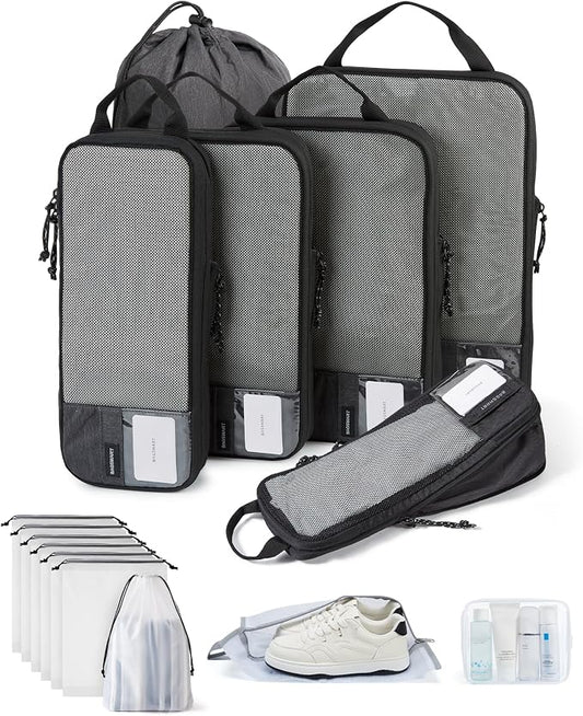 BAGSMART 6 Set /4 Set/2 Set Compression Packing Cubes for Travel, Lightweight Luggage Organizer Bags, Durable Space Saver Bags Travel Essentials by BAGSMART