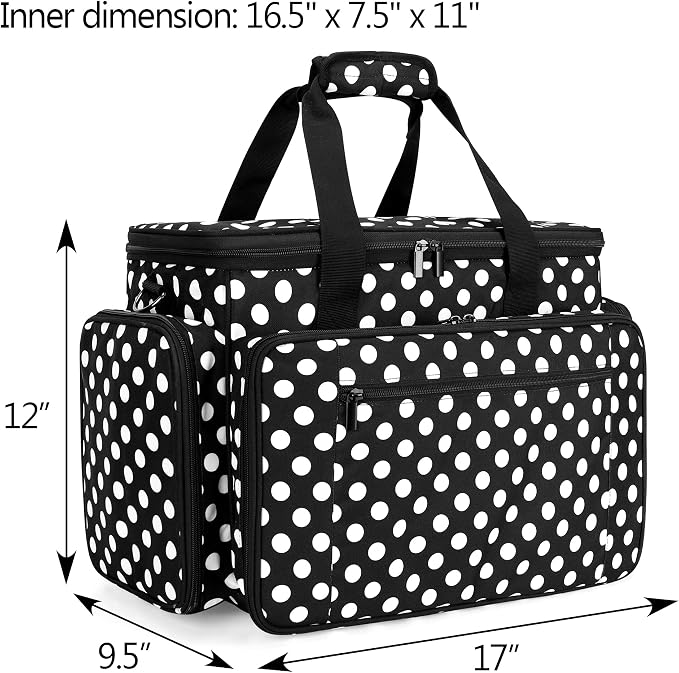 LUXJA Sewing Machine Case with Removable Padding Pad, Black Dots | Travel Case for Most Standard Sewing Machines & Accessories, Bag Only - Image 6