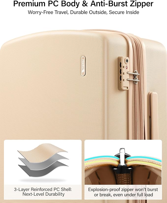 Hanke 20 Inch Expandable Carry On Luggage, 22x14x9 Airline Approved, TSA Lock Hard Shell Lightweight Suitcase for Men Women (Cuba Sand) - Image 5