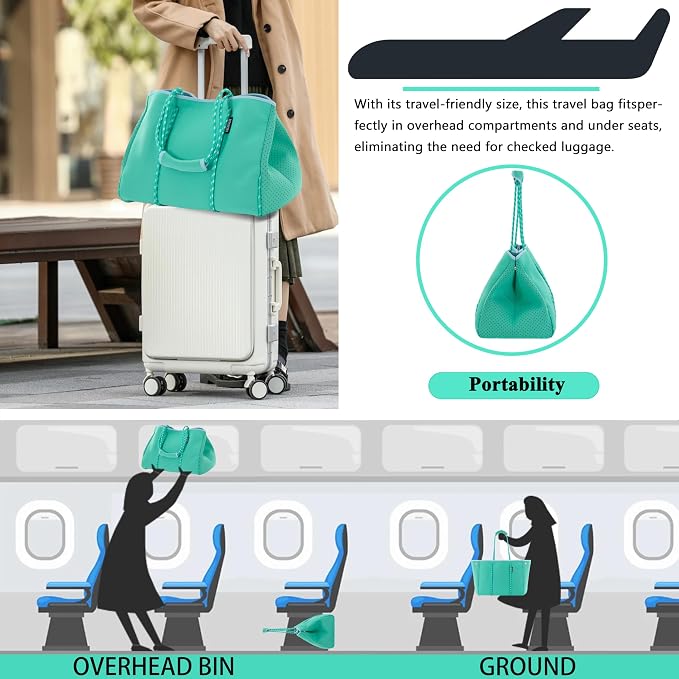QOGiR Neoprene Multipurpose Beach Bag Tote with Inner Zipper Pocket … … … … - Image 6