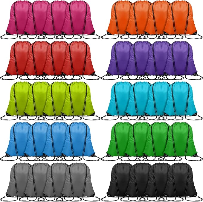 Shappy 100 Pieces Drawstring Bag Gym Portable String Sack Backpacks Polyester Blank Cinch Drawstring Bags for Sports Travel DIY Gift Storage Set, 10 Colors by Shappy