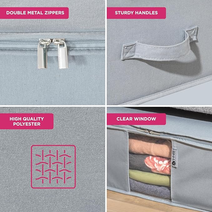 2-Tier Under-Sink Organizer With Full-Extension Slides, 2 Pack, Grey | Protects from Moths, Moisture, Dirt & Dust, Underbed Storage Bags for Clothes, Cashmere Sweaters, Bedding & More - Image 3