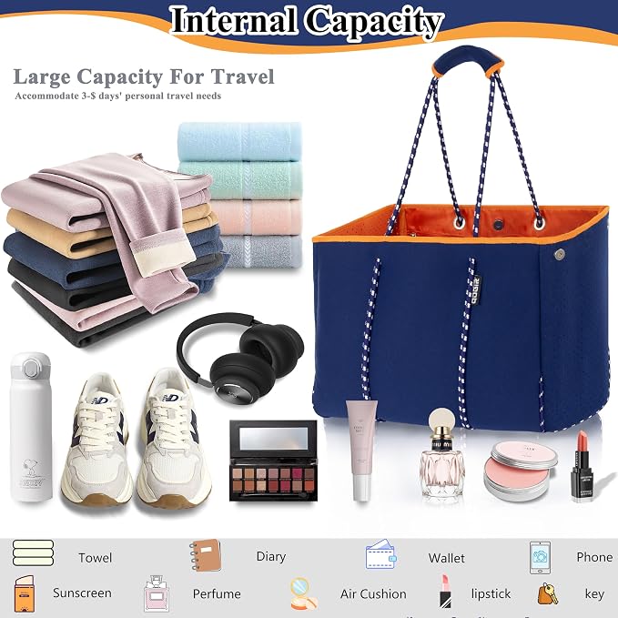 QOGiR Neoprene Multipurpose Beach Bag Tote with Inner Zipper Pocket … … … … - Image 4