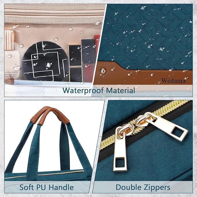 Wedama Toiletry Bag for Women, Hanging Travel Toiletry Bag with Jewelry Organizer Compartment Large Makeup Bag, PVC Waterproof Cosmetic Travel Bag for Travel Business Trips Camping Bathroom, Blue - Image 6