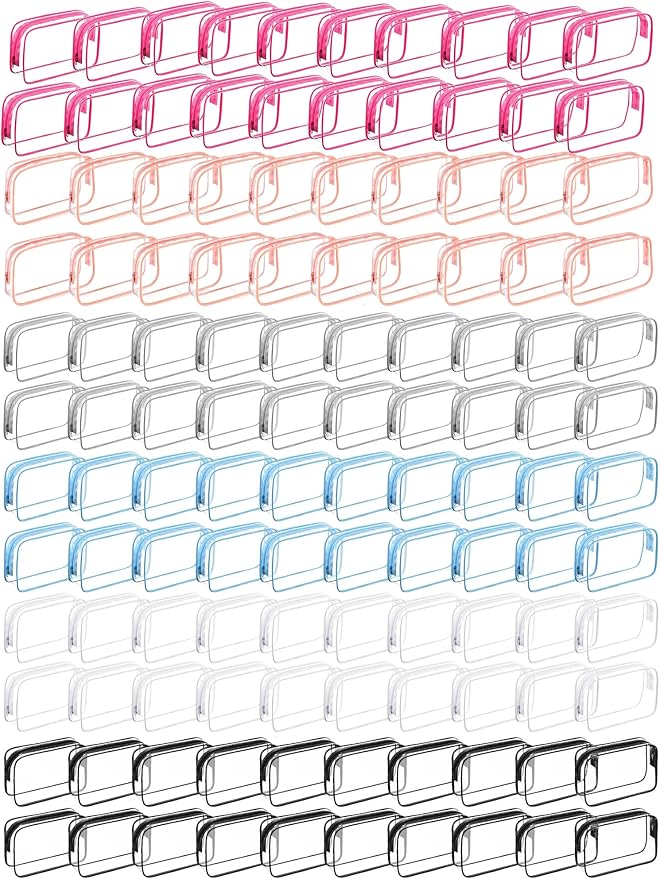120 Pcs Clear Makeup Bags Bulk Tsa Approved Toiletry Bag for Travel Transparent Cosmetic Bag PVC Waterproof Travel Small Pouches with Zipper for Men and Women (Muti color) by Home