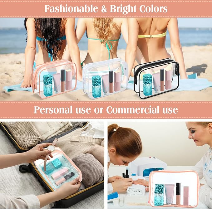 60 Pcs Clear Makeup Bags Bulk Travel Toiletry Bag 7 x 5.5 x 1.6 Inch PVC Zipper Pouch Waterproof Plastic Cosmetic Case Portable Organizer for Women Summer Bathroom (Classic Color) - Image 4