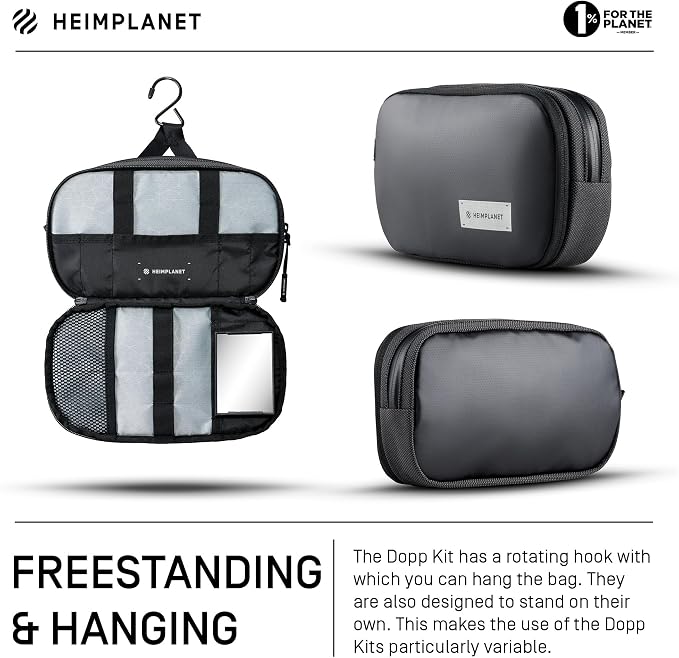 HEIMPLANET Original | HPT Carry Essentials - DOPP KIT | Hanging or standing travel toiletry bag | PVC-Free wash bag made from waterproof Dyecoshell |Supports 1% for The Planet (Better Half) - Image 5