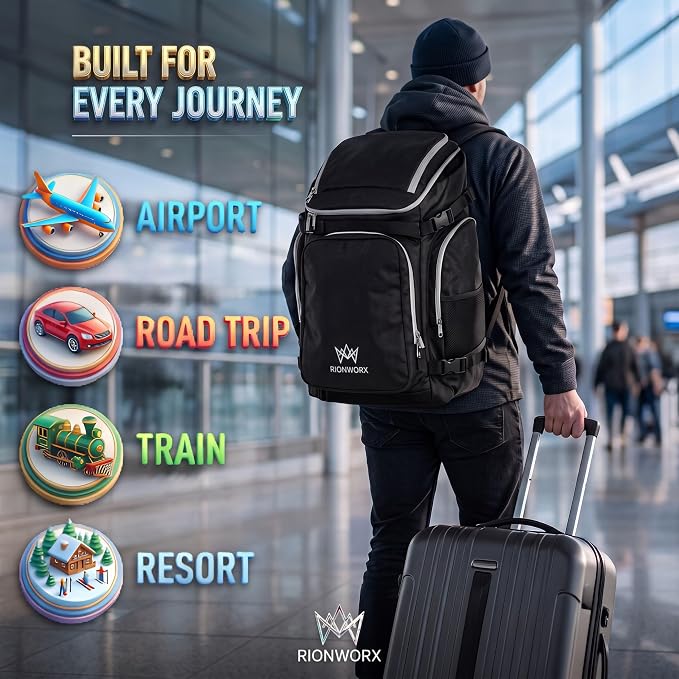 Ski Boot Bag - Waterproof Ski and Snowboard Travel Backpack, TSA Lock, Ventilated Boot Compartment - Durable Ski Backpack for Boots, Goggles, Helmets & Others - Image 9
