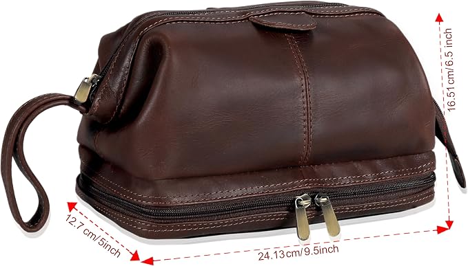cuero Genuine Buffalo Leather Unisex Toiletry Bag Travel Leather Dopp Kit Made With High Class Buffalo Leather - Image 6