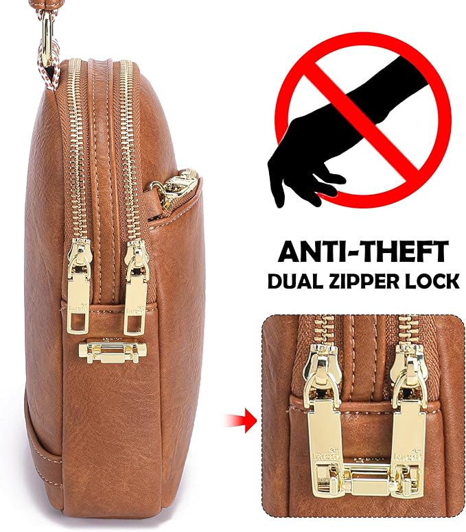 INICAT RFID Blocking Sling Bag,Anti Theft Crossbody Bags for Women,Travel Gifts Fanny Pack Cross Body Purses Woman Leather