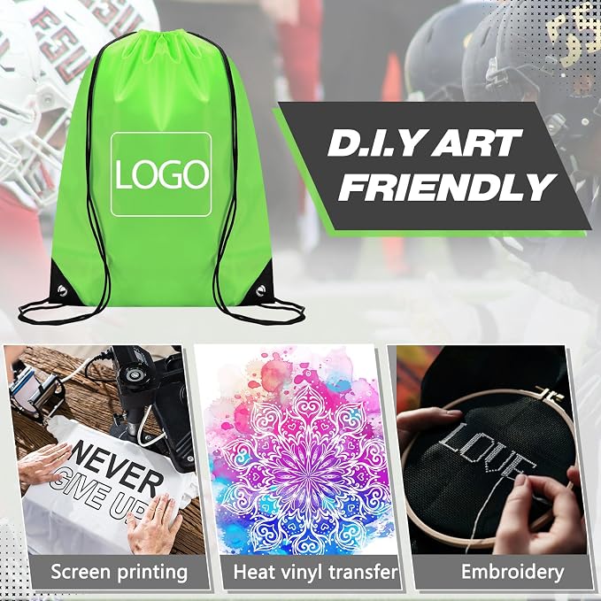 Shappy Drawstring Backpack Bulk Sports Gym Cinch Bag Polyester String Bag for Men Women(10 Colors,50 Pcs) - Image 3