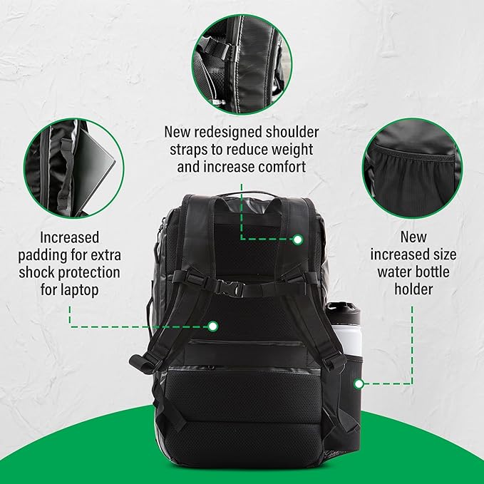 COR Surf Island Hopper 2.0 Travel Backpack, 28L Matte Black | Underseat Carry On Backpack for Men & Women, Clamshell Opening, Hidden Passport Pockets, Water Resistant, Laptop Sleeve - Image 5