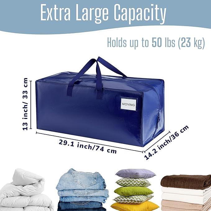 VENO 6 Pack Heavy Duty Moving Bags with Backpack Straps, Zippers & Handles, Extra Large Packing Bags for College Dorm Essentials, Moving Supplies Alternative to Cardboard Moving Boxes - Image 3