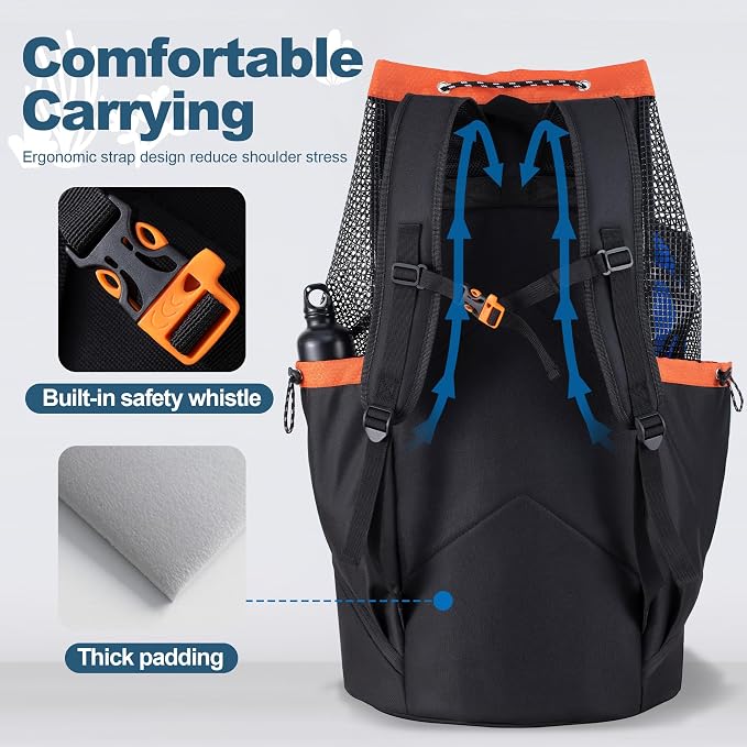 GoHimal XL Mesh Dive Bag for Scuba Diving & Snorkeling Gear | For Snorkel, Fits Long Fins, Mask Holder, Lightweight, Quick Dry - Image 6