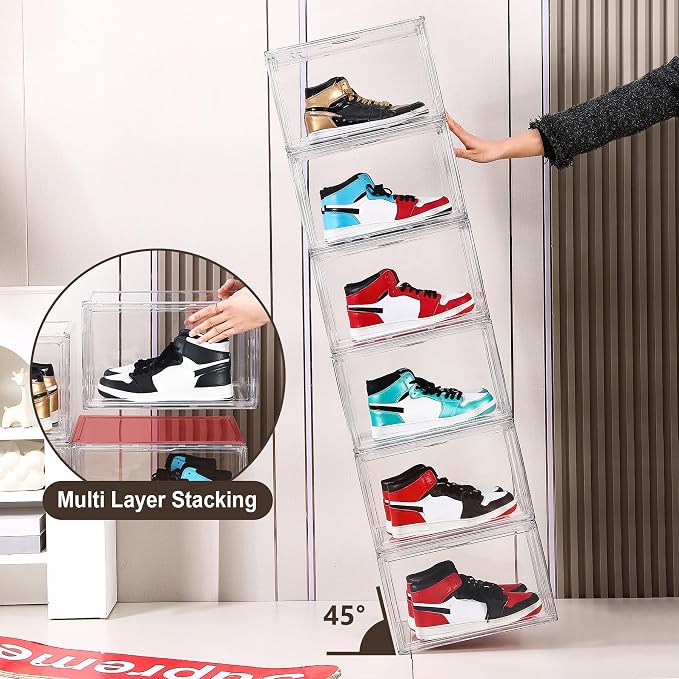 MMBABY 12 Pack Acrylic Clear Shoe Boxes Side Open Clear Plastic Stackable Sneaker Storage For Sneakerhead.Fits US Size 15 - Image 6