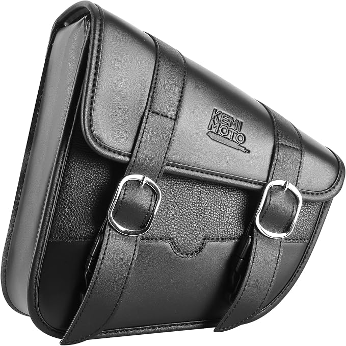 KEMIMOTO Motorcycle Swingarm Bag, Left Side Solo Bags Swing Arm Bags with Synthetic Leather for Softail Models Dyna Low Rider Fat Bob by kemimoto