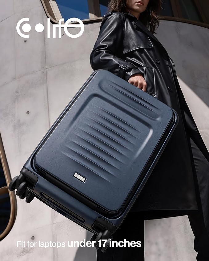Coolife Carry On Luggage Suitcase : 22x14x9 Airline Approved Travel Luggage with Spinner Wheels, Front Pocket Expandable Hardshell Suitcases with TSA Lock Blue - Image 8