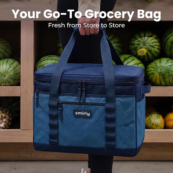 SMIRLY 48 Cans Soft Cooler Bag, Large Collapsible Leakproof Ice Chest | Portable Cooler with Multiple Pockets, Padded Handle and Wipe-Clean Lining for Camping, Beach, Travel, Picnic, Grocery, Car - Image 8