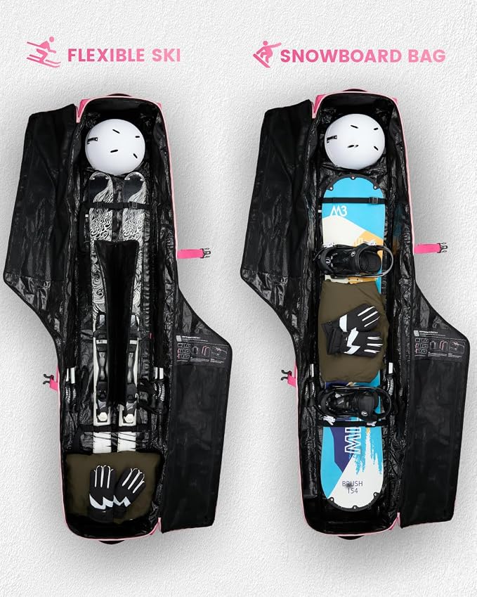 Gonex Snowboard Bag with Wheels,Adjustable Length Up to 175cm to 190cm, Fully Padded Ski Bag for Air Travel, 1200D Polyester PVC Waterproof Rolling Ski Bag with Skis Strapes - Image 4