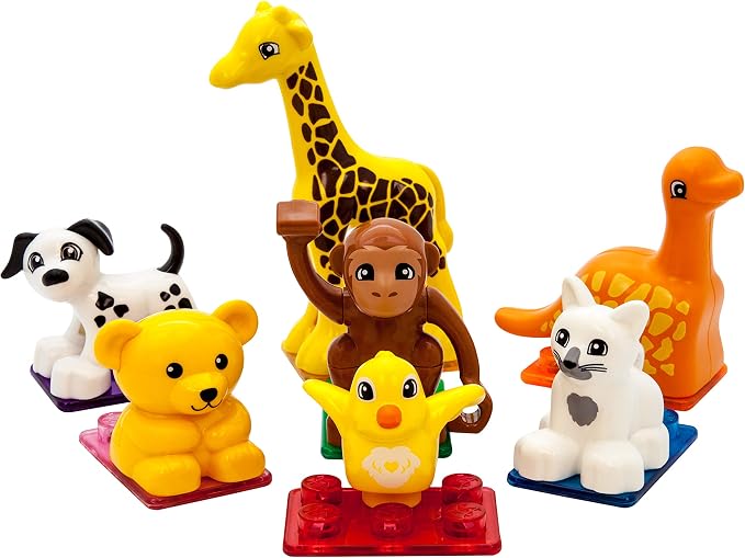 PicassoTiles Toy Carry Case + Action Figures 4 Family + 7pc Animal, Travel Bag EVA Storage Organizer Box, Portable Waterproof Oxford Cloth, Magnet Expansion Pretend Playset Pack Character Accessory - Image 8