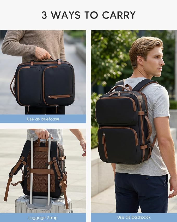 17x13x9 Personal Item Bag Travel Backpack for Men Women | 43x33x22cm Travel Bag Expandable with USB Charging Port 180°Full Open Access Laptop Backpack ,White - Image 7